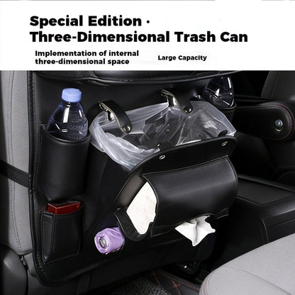 One-Piece Seatback Car Organizer with Fold-Down Tray, Cup Recesses, Mesh Pockets and Four Colors