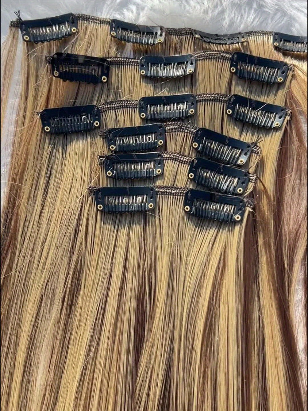 Clip In Hair Extensions 24 Inch for Women 6 Pieces 16 Clips – Heat Resistant Synthetic Hairpiece for Volume & Length