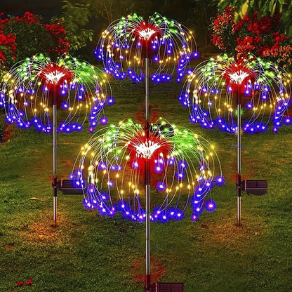 Solar Garden Lights Firework Stakes with 60-420 LEDs, 8 Modes, Flexible Copper Wire and Color Options