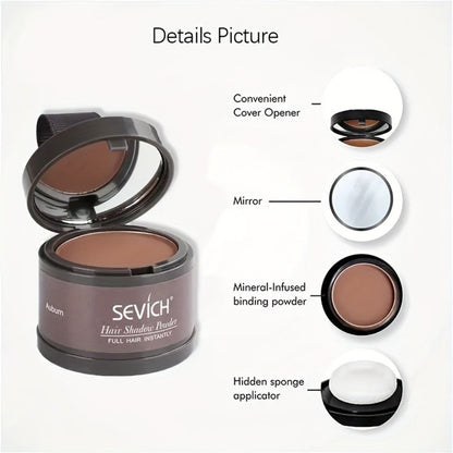 Thinning Hair Root Coverage Powder with Brush, Instant Hairline Concealer Natural Shadow Effect
