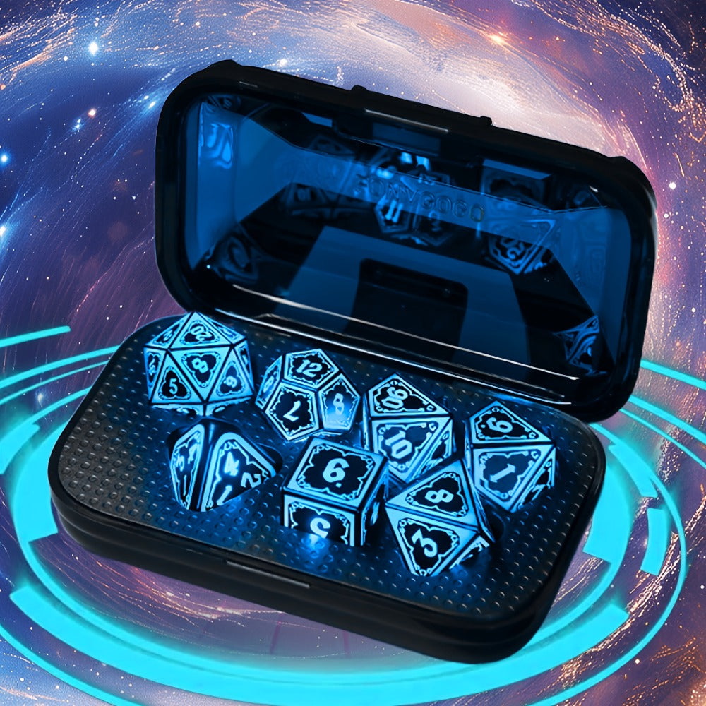 Glowing DnD Dice Set with Wireless Rechargeable Charging Case with the Listed Color, Size or Set Options for Everyday Use