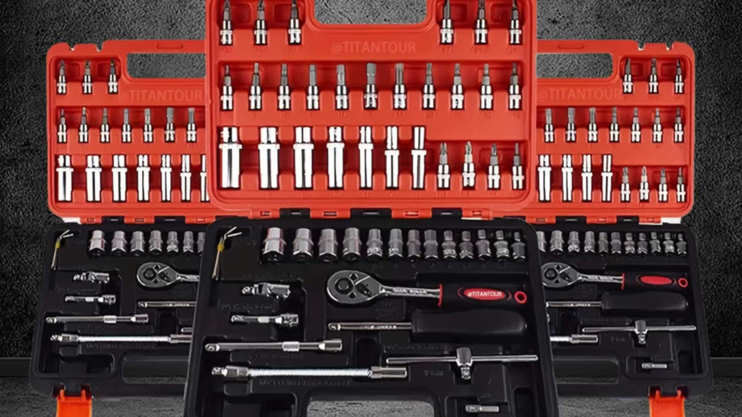 Professional Socket Wrench Tool Set 999 Piece 1/4 3/8 1/2 Drive Ratchet Set with S2 CR-V Sockets for Car Bicycle and Mechanical Work