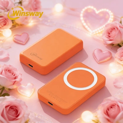Power Bank Magnetic 5000mAh Mini with Wireless Charging, PD, QC3.0 and Eight Colors for Travel