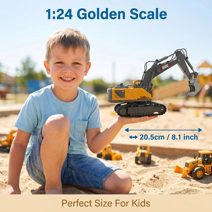 RC Construction Vehicle Set 2.4G 11-Channel Remote Control Excavator Dump Truck Bulldozer, 1:24 & 1:64 Alloy Engineering Toy