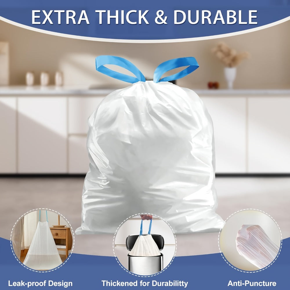 13 Gallon White Roll Garbage Bags Leak Proof Large Capacity Kitchen Trash Bags for Kitchen Living Room Bathroom Waste Bin 26 Count 62 Count