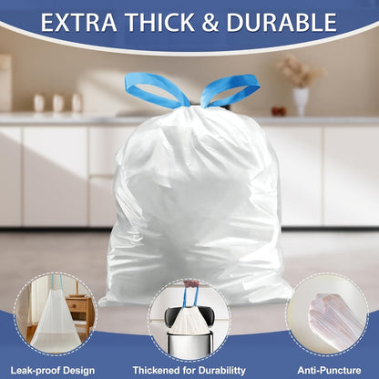 13 Gallon White Roll Garbage Bags Leak Proof Large Capacity Kitchen Trash Bags for Kitchen Living Room Bathroom Waste Bin 26 Count 62 Count