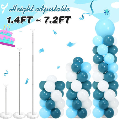 Party Decorations Two Balloon Column Stands with Adjustable 1.4–7.2ft Poles, Clips, Bases and Hand Pump