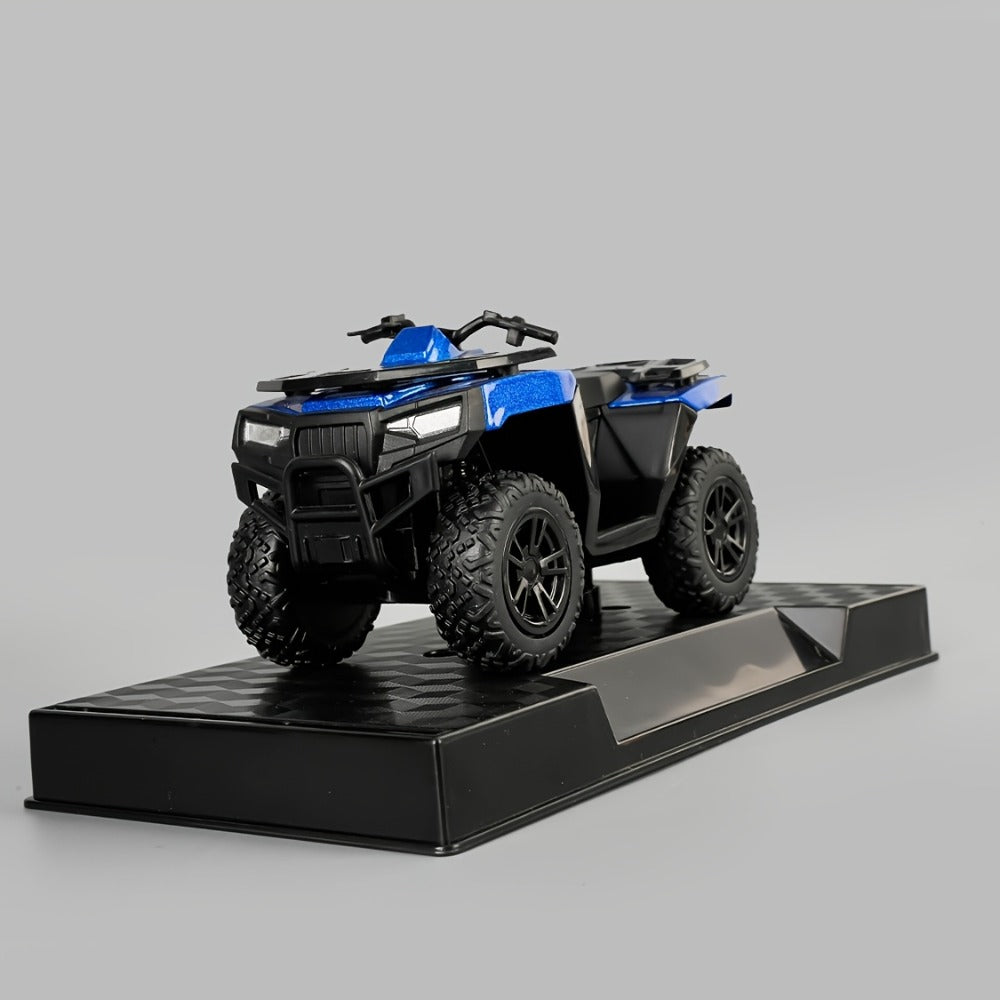 Zinc Alloy ATV Display Model in Red or Blue, 3.8 Inches Long with Plastic Chassis and Rubber Tires
