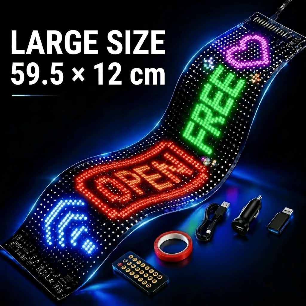 Programmable LED Sign, Flexible Matrix Display with App Control, Custom Text & Animations, Music Sync