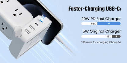 Power Strip Tower 16-in-1 Surge Protector 12 AC Outlets 4 USB Ports USB-C PD20W 1800J Protection for an Everyday Personal Care Routine