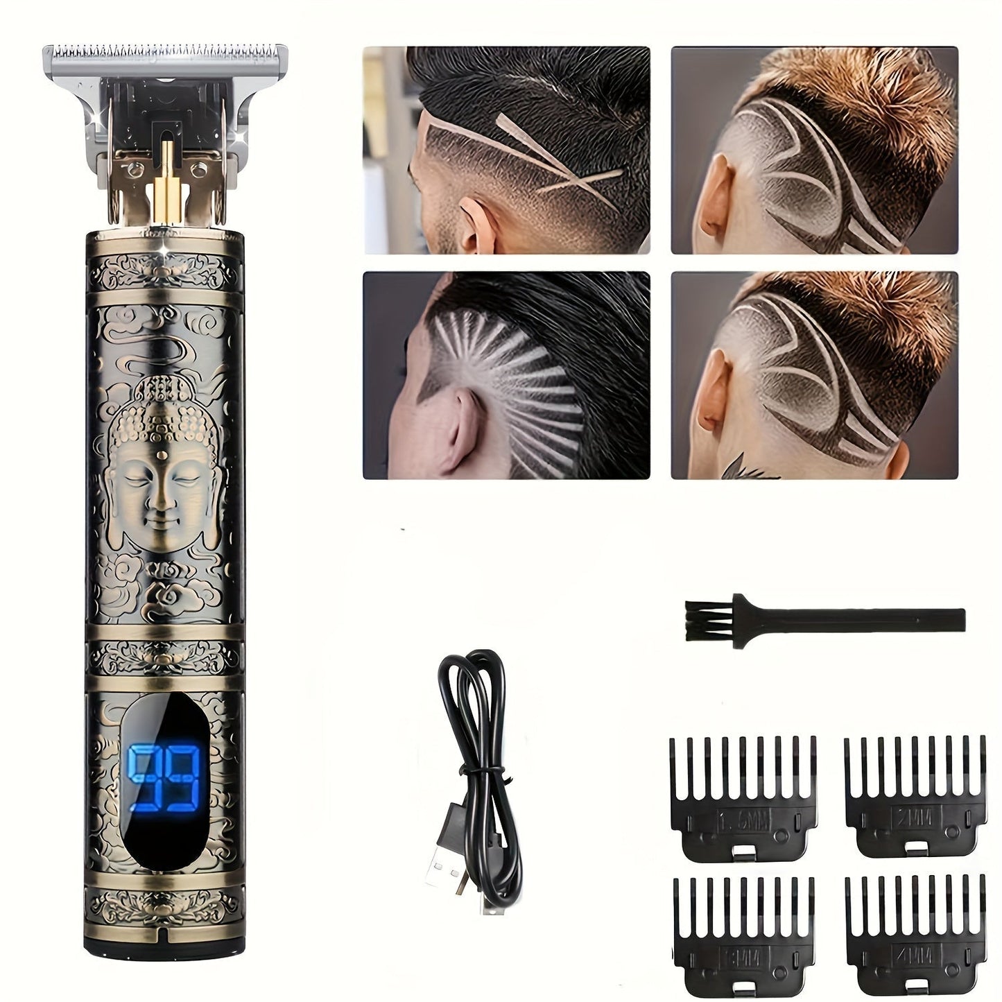 Vintage Bronze LCD Lighter - Novelty Antique Style Windproof Lighter with Dragon Skull Buddha for Entryways, Bedrooms and Living Spaces