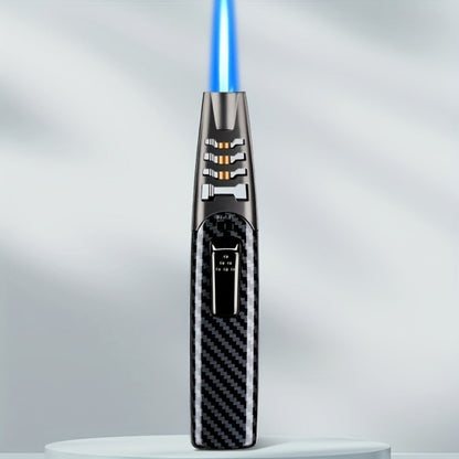 Kitchen Torch Lighter Carbon Fiber Windproof, Adjustable High-Temperature Flame with Safety Lock