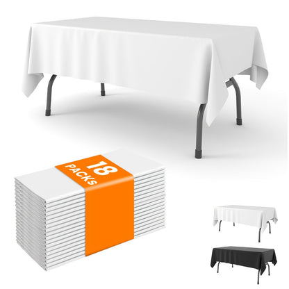 Disposable Plastic Tablecloths 18/36 Pack 54x108 Inch – Leakproof Sturdy White Table Cover for Party Picnic Wedding Birthday Banquet Outdoor