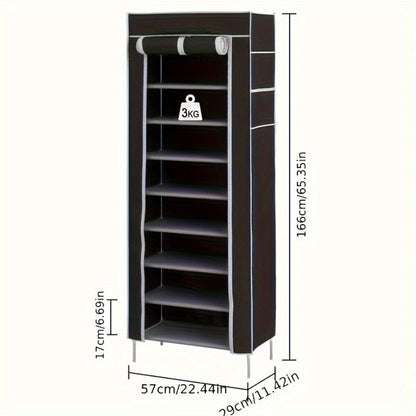 Shoe Rack 10-Layer Portable Cabinet for Up to 50 Pairs with Nonwoven Dust Cover and Steel Frame