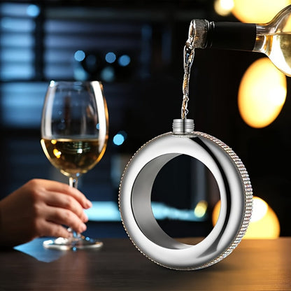 Bracelet Flask for Women, 3.5oz Stainless Steel Bangle Hidden Flask with Rhinestone Lid, Wearable Portable Liquor Flask for Parties