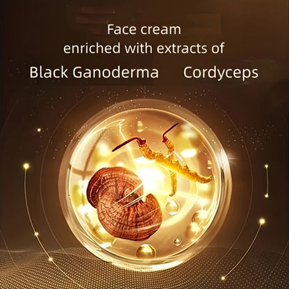 Face Cream Ganoderma Cordyceps Formula with Hyaluronic Acid, Glycerin and Golden-Tone Bottle
