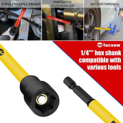 Magnetic Nut Driver Set 19PCS – SAE & Metric | 1/4" Hex Shank 6" Long | PH1 & PH2 for Impact Drills | Magnetic Socket Set with Sturdy Tool