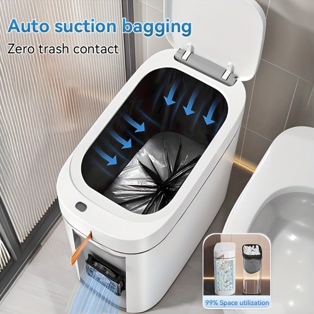 Sensor Trash Can Self-Emptying 3.8 Gallon with Drawstring Bags – Hands Free Infrared Smart for Home Cooking, Dining and Outdoor Meals