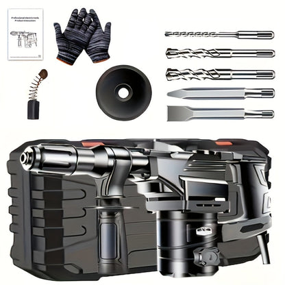 Hammer Drill 1100W 3-in-1 Multi-Function Electric Drill, Rotary Hammer & Chisel, Variable Speed for Concrete Wall Wood Metal Drilling