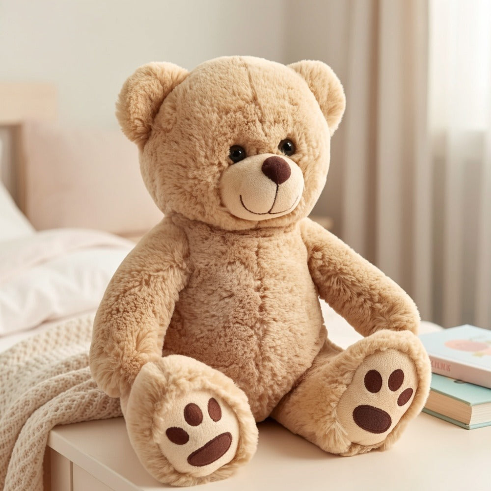 Plush Toy Soft Brown Teddy Bear in 10-Inch or 12-Inch Sizes with Classic Paw-Pad Details for Character Display, Room Decor and Gift