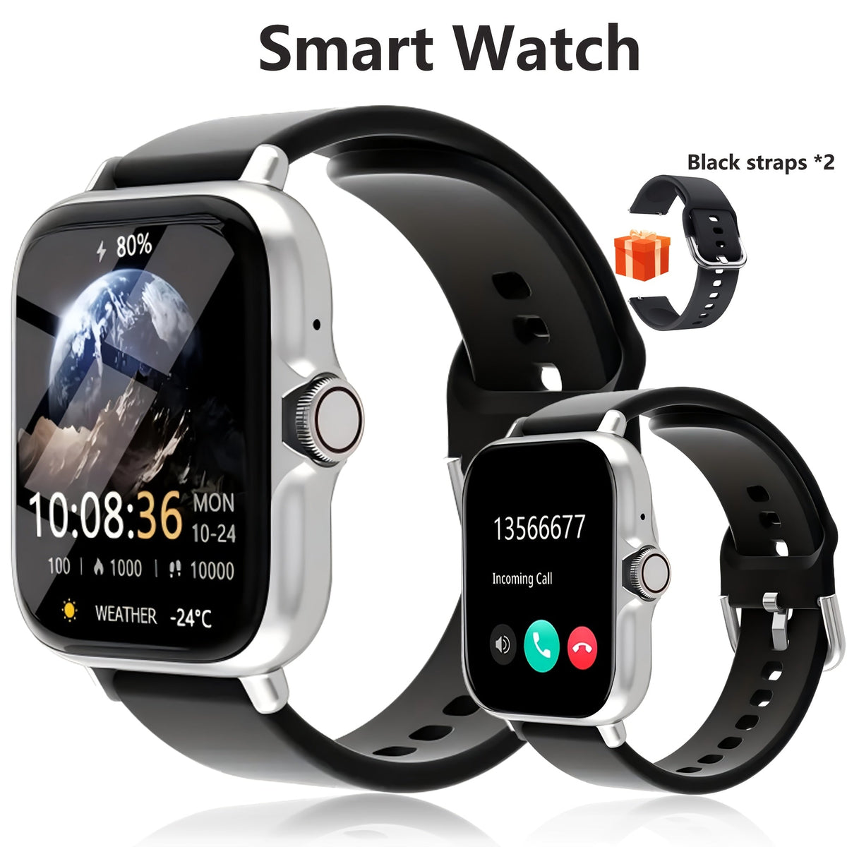 Smartwatch with Bluetooth Calling 1.91" AMOLED HD Touch Screen, Voice Assistant, Music Playback, Built-in Mic & Speaker, Multi-Sport