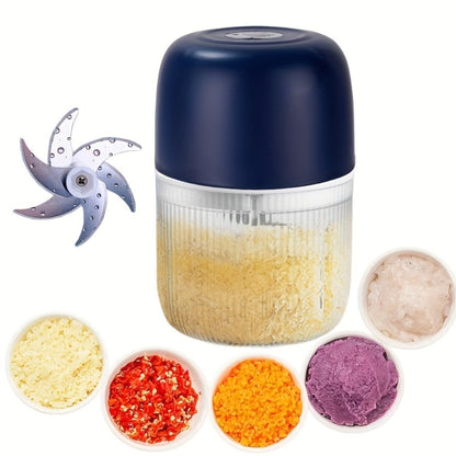 Electric Garlic Chopper USB Rechargeable Mini Food Chopper with 800mAh Battery - Portable for Home Cooking, Dining and Outdoor Meals