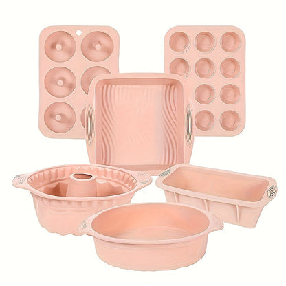 Silicone Baking Pan Set 6-Piece, Nonstick Silicone Cake Molds, Muffin Pan & Donut Baking Pan