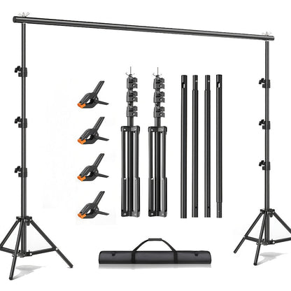 Multi-Size Adjustable Backdrop Stand Kit 10x10ft & 6.5x6.5ft – Heavy Duty Sturdy Background Support System for Photo Studio, Wedding