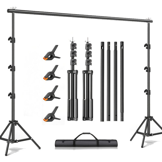 Multi-Size Adjustable Backdrop Stand Kit 10x10ft & 6.5x6.5ft – Heavy Duty Sturdy Background Support System for Photo Studio, Wedding