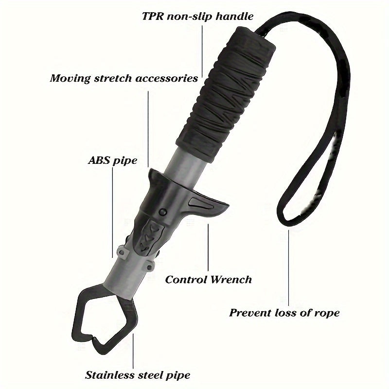 Fishing Pliers Fish Gripper Combo Set 2pcs Stainless Steel Hook Remover Line Cutter with TPR Non-Slip Handle Spring-Loaded Lock