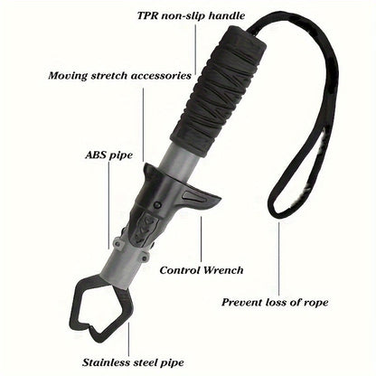 Fishing Pliers Fish Gripper Combo Set 2pcs Stainless Steel Hook Remover Line Cutter with TPR Non-Slip Handle Spring-Loaded Lock