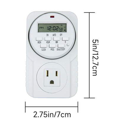 7-Day Digital Programmable Timer with Dual Outlet - Indoor Electric Timer for Hydroponics, Lamp, Light