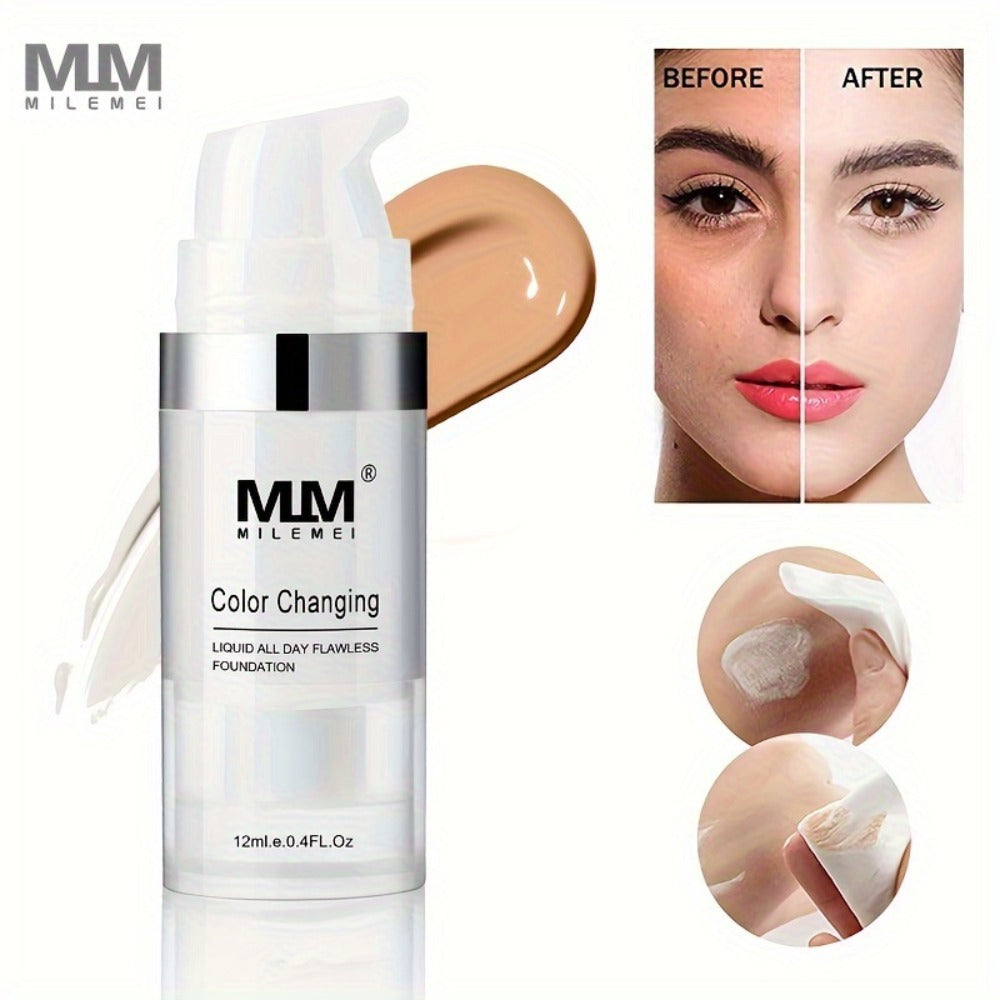 Color Changing BB Cream Foundation Set 3pcs Matte Oil Control Long Lasting Smudge Proof Concealer Base Skin Tone Adaptive Face Makeup