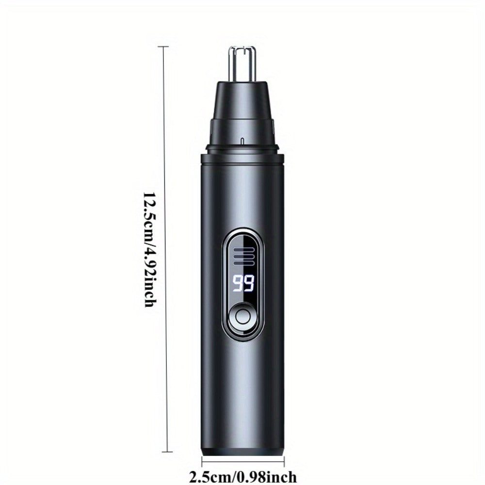 Nose Hair Trimmer Electric Painless 3-in-1 USB Rechargeable with LED Display – Trims Nose Ear Hair Eyebrows Waterproof Grooming Device