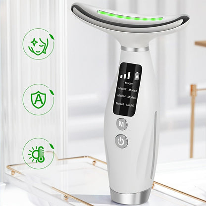 Face Neck Massager Rechargeable Beauty Device - 7 Massage Modes Electric Facial Lifting Tool for Women - Neck Massager Gift for Mom