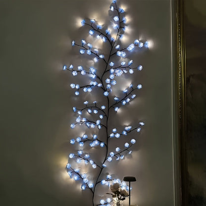 Cherry Blossom LED Fairy Lights USB Powered, 96-Light Faux Floral Garland, Dimmable & Cool White