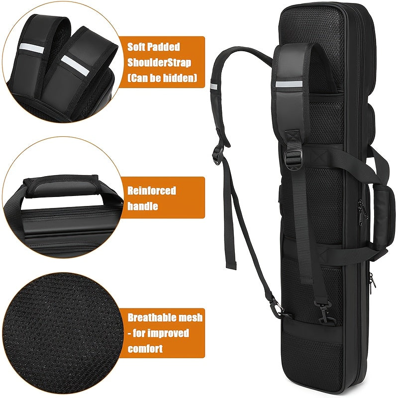 Pool Cue Case 4x4 with Hidden Backpack Strap | Billiard Cue Bag Holds 4 Butts & 4 Shafts | Hard Shell Pool Stick Carrying Case