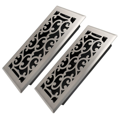 Floor Vent Register Cover 4x10 Inch Walkable Steel Decorative Air Vent Grille Adjustable for Entryways, Bedrooms and Living Spaces