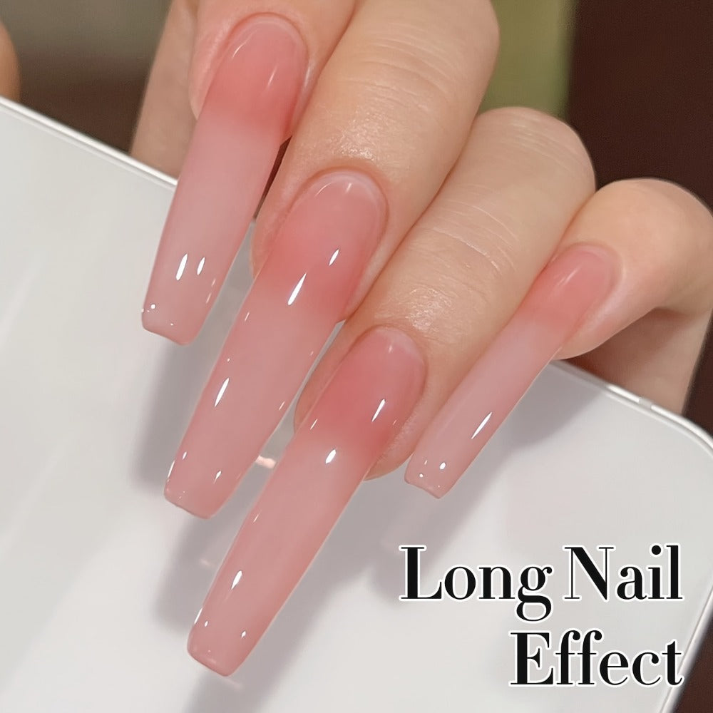Jelly Gel Nail Polish Sheer Pink Glass Nail Effect 16ml – Semi-Transparent Translucent Neutral Soak-Off UV LED Korean Nail Art Minimalist