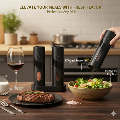 Electric Salt and Pepper Grinder Set with LED Light, Rechargeable Salt Pepper Mill, Adjustable Coarseness 3.72oz Large