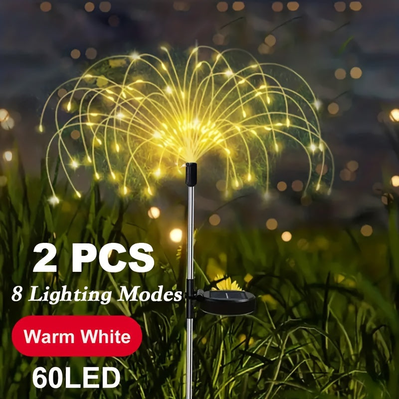 Solar Garden Lights Firework Stakes with 60-420 LEDs, 8 Modes, Flexible Copper Wire and Color Options
