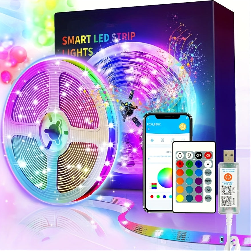 IR Remote LED Strip Lights with Music Sync & DIY Mode – RGB Color Changing Gradient Breathing Flashing for a Home Lash Beauty Routine