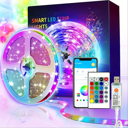 IR Remote LED Strip Lights with Music Sync & DIY Mode – RGB Color Changing Gradient Breathing Flashing for a Home Lash Beauty Routine
