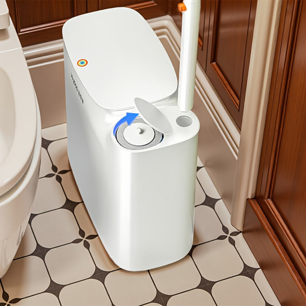 Disposable Toilet Brush with Trash Can 3-in-1 Set Replaceable Brush Heads Space-Saving for Entryways, Bedrooms and Living Spaces