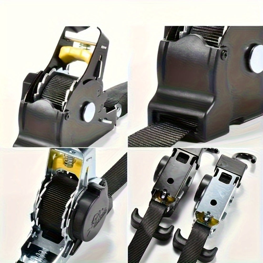 Self-Retracting Tie Down Straps 10 Feet Ratchet Cargo Straps, Auto Retract for Truck Trailer Motorcycle Moving & Appliances
