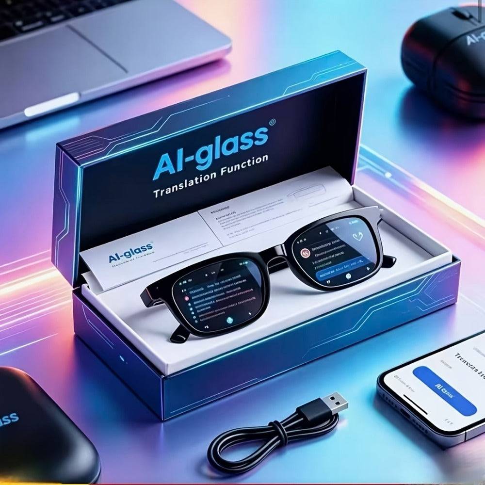 AI Translation Glasses with Real-Time Interpreter & Meeting Notes Summary, High-Speed WiFi, Smart Earphones