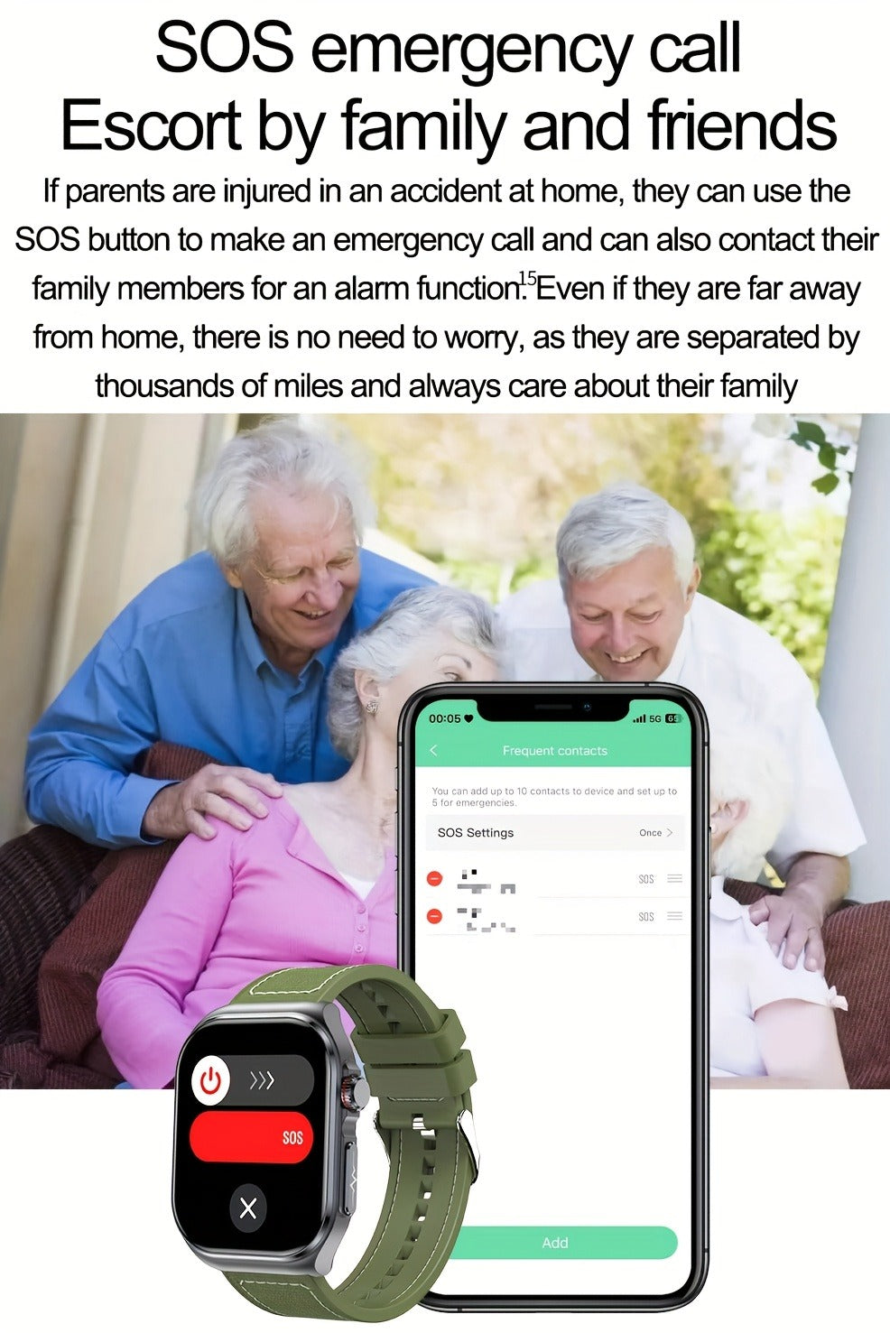 Smart Watch 2.04-Inch AMOLED Display with Bluetooth 5.3 Calling, 530mAh Battery and Six Strap Options