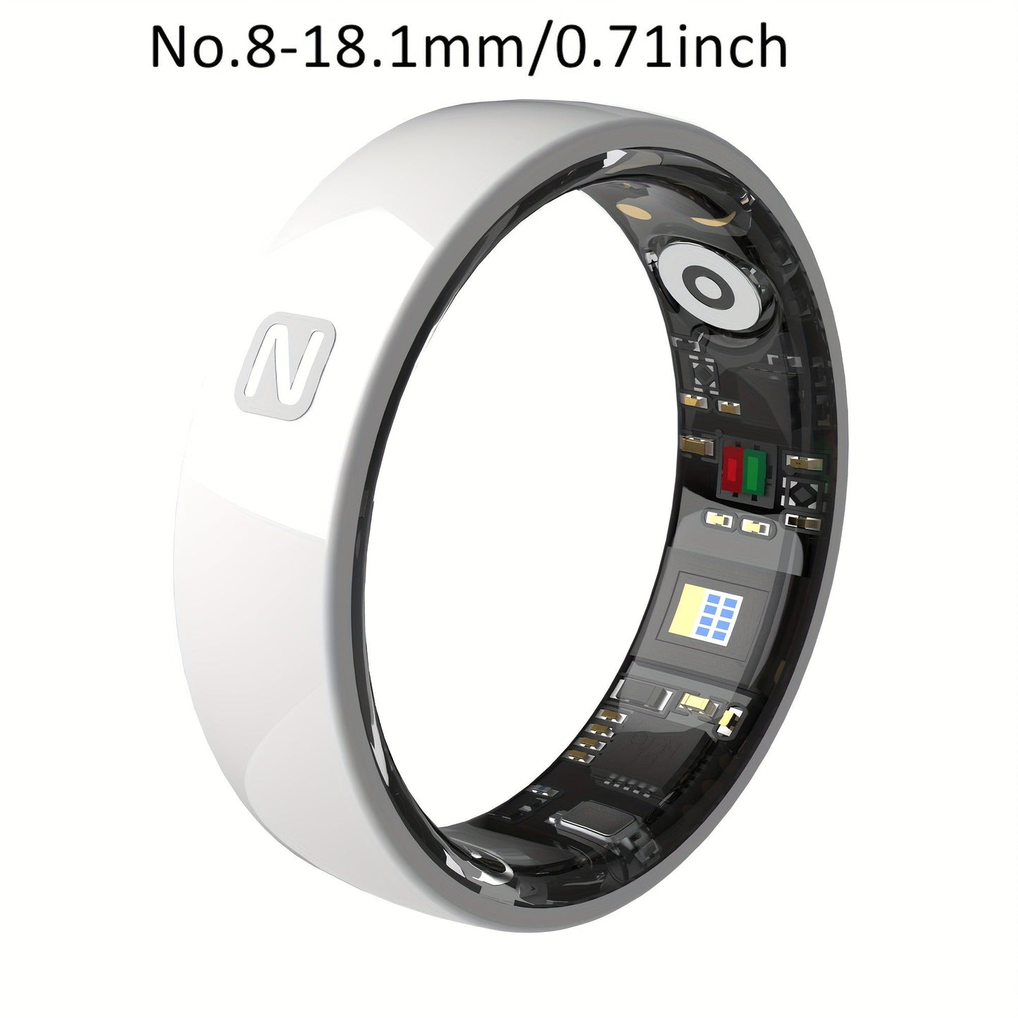 N-Style Smart Ring with Screenless Sensor Design, Charging Case, Black, Pink or White Finish and Sizes 7–13