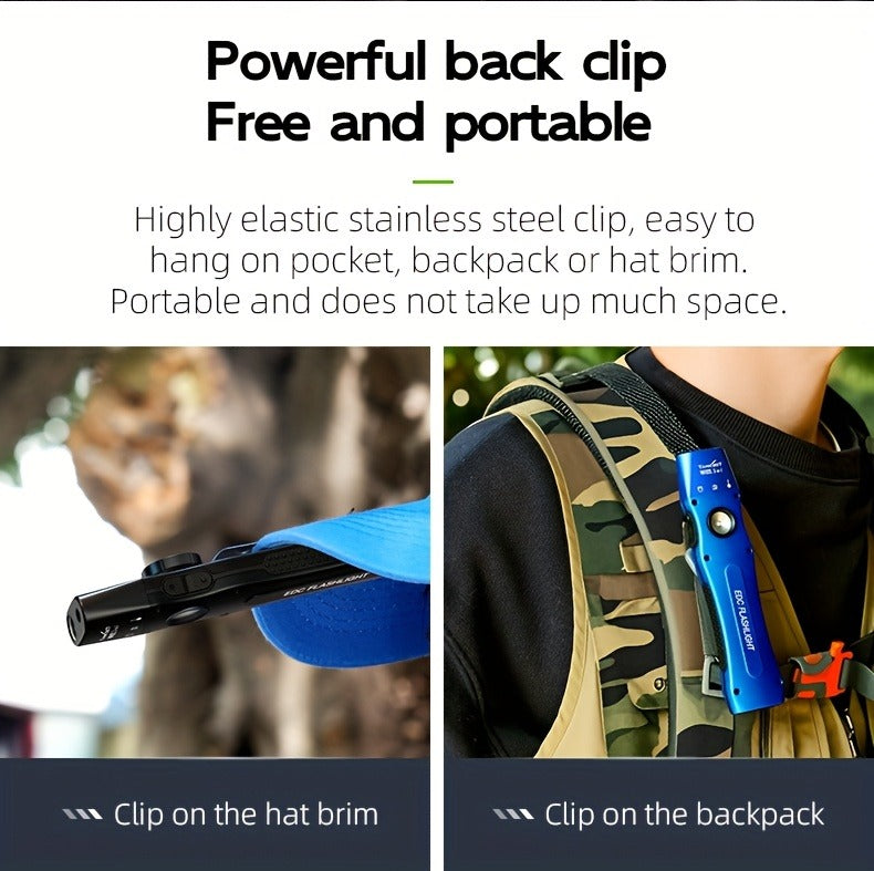 Flashlight 3-in-1 White, UV365 and Green Light Torch with Side Magnet in Black or Blue for Inspection