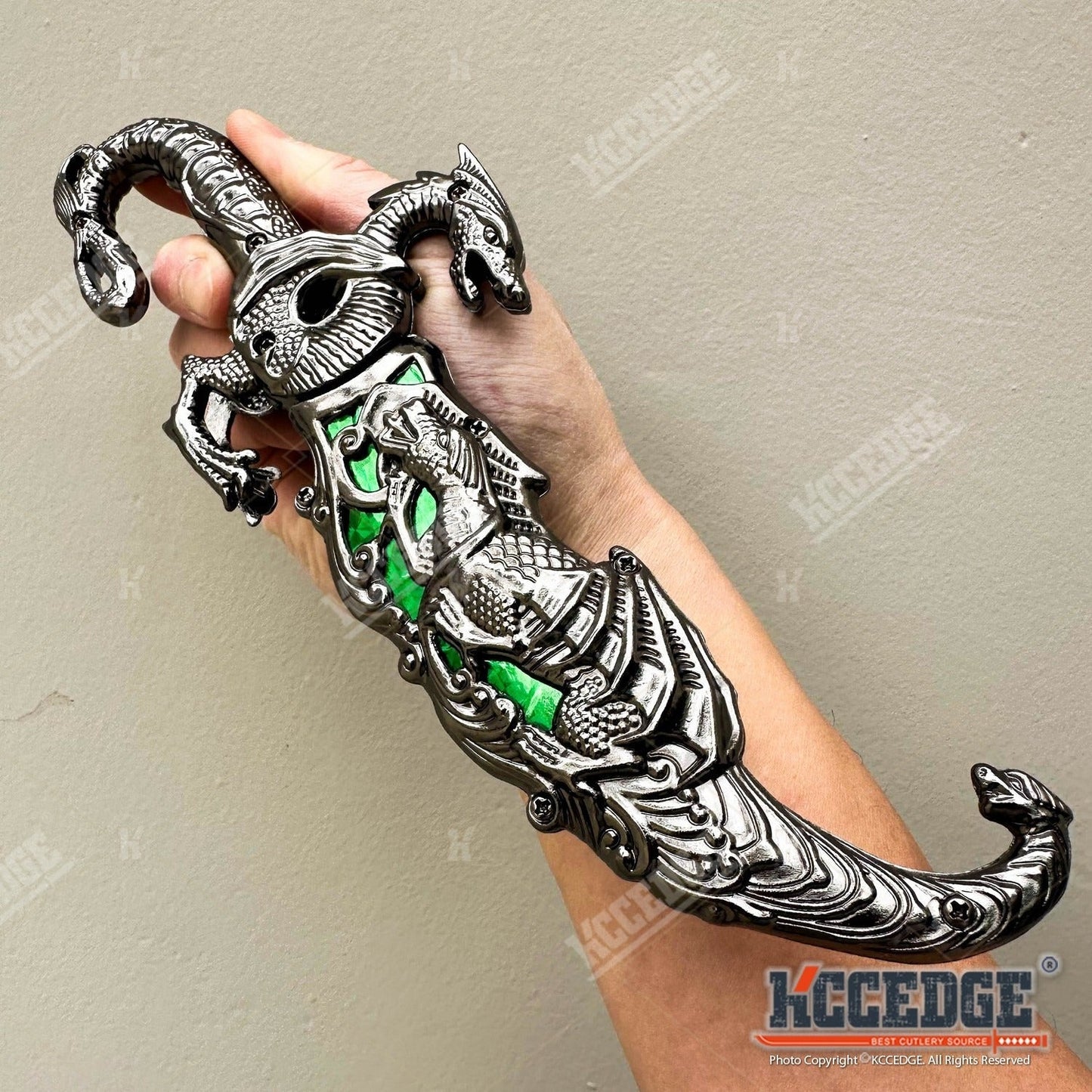 Medieval Fantasy Fixed Blade Knife with Scabbard – 9" Dragon Cosplay Collectible Dagger, 440 Stainless Steel
